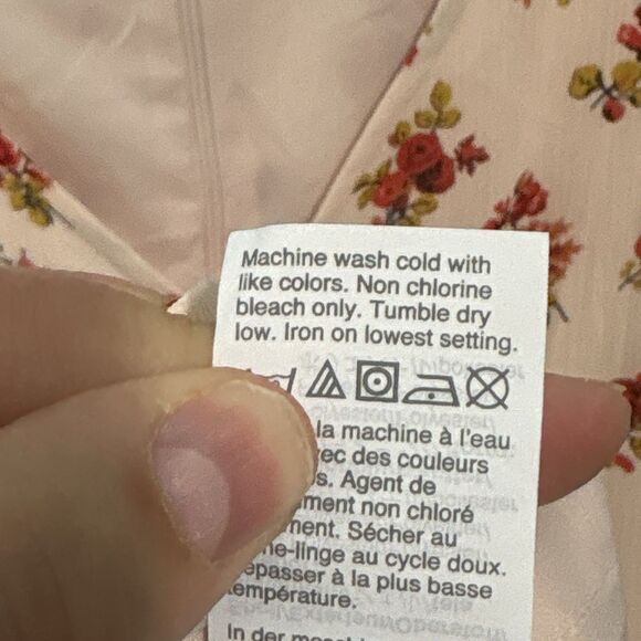 Madewell Tie-Sleeve Ruffle-Waist Midi Dress Pink Floral Sz 22 Cottagecore Plus - Picture 11 of 12